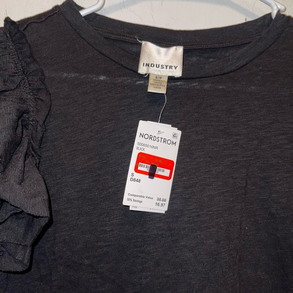 Industry S/P Black Frill Sleeve Shirt NWT Nordstrom - Picture 2 of 3